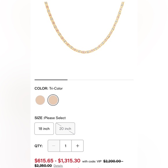 18” Chain necklace in 14K gold, White Rhodium-Plate & Rose Rhodium - Picture 4 of 9